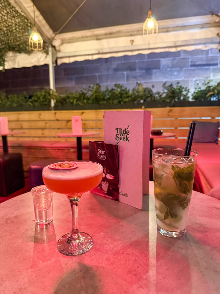 Drinks at Hide & Seek Glasgow, a food experience in Glasgow